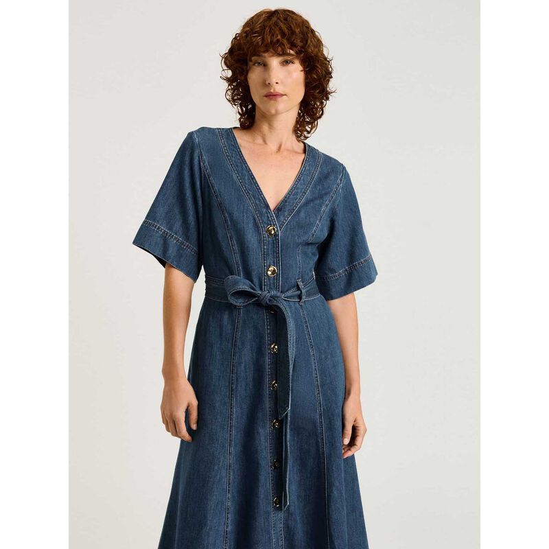 Veronika Maine Cotton Lyocell Denim Shirtdress image number 3